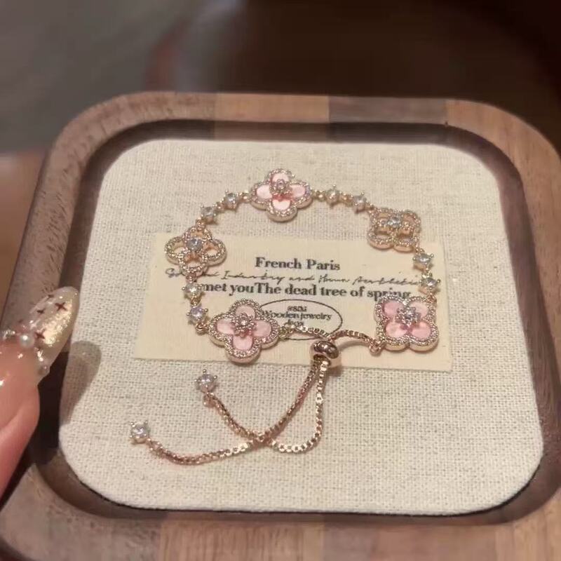 "Spring Flower Oath" Vintage Pink Flower Bracelet Autumn New Style Elegant Niche Versatile Fashion Bracelet