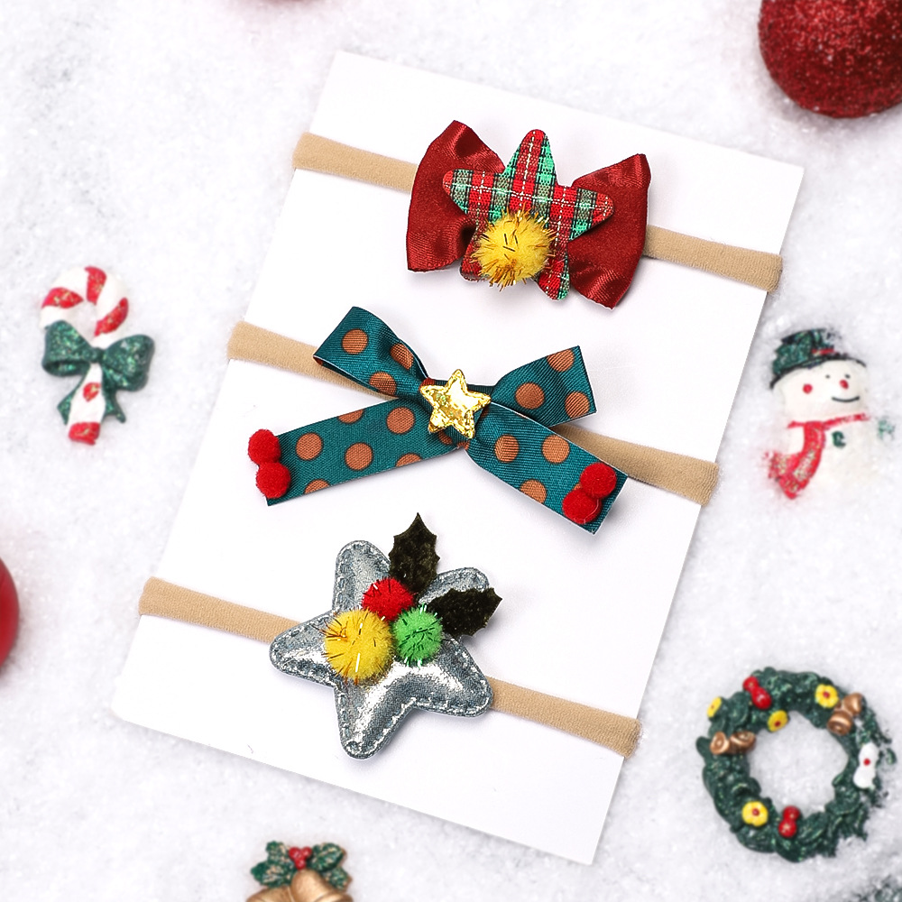 Europa e Stati Uniti nuovi accessori per capelli per bambini set di fasce per capelli fini per le vacanze di Natale per neonati fasce elastiche in nylon per neonati all'ingrosso_voghion.com