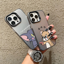 卡通猫和老鼠苹果16手机壳iPhone15彩银IP16防摔15防摔硬保护套