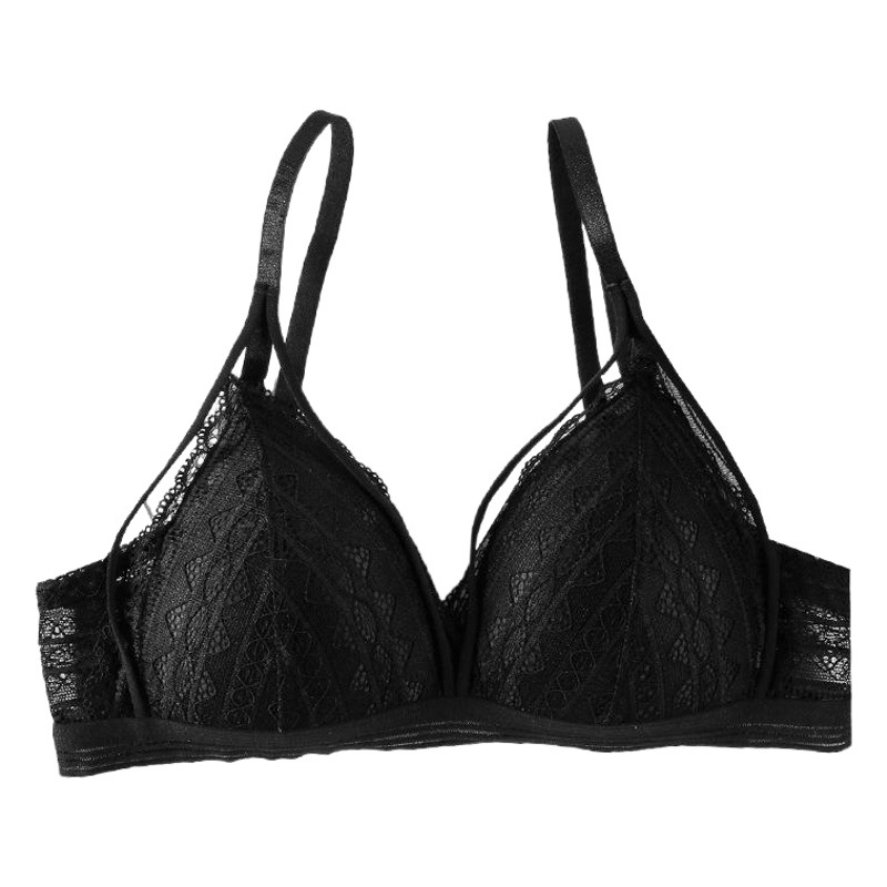 Ropa interior de una sola pieza sujetador inalámbrico para mujer pecho grande pequeño triángulo sexy correa de encaje push up bra