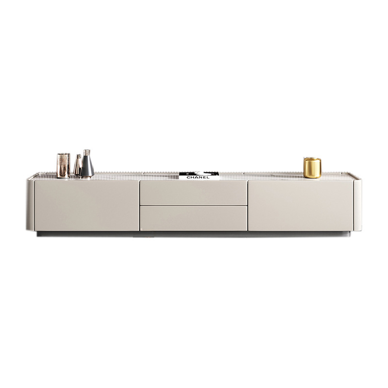 Italiano Rock placa mesa de té TV gabinete combinación moderno minimalista hogar nórdico lujo ligero pequeño apartamento salón estilo crema