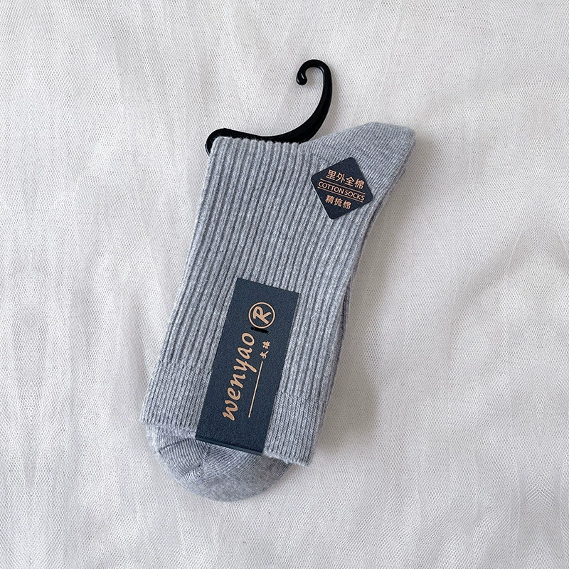 Demi-Season Cotton Knee Socks, Unisex, Deodorized Sweat-Absorbent, Size 39–44