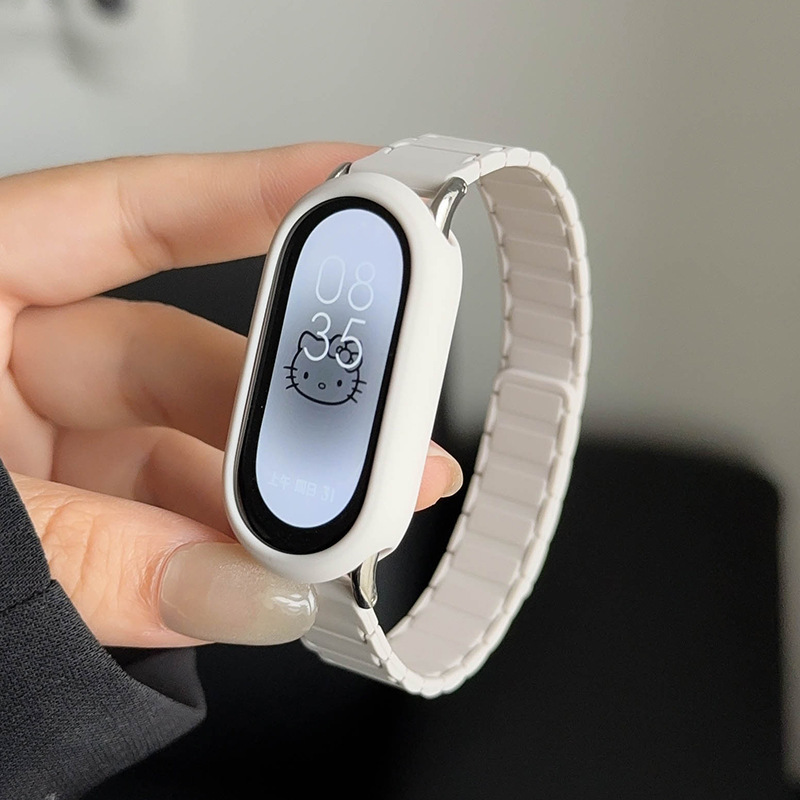 Xiaomi Mi Band 9/8 リストバンドに適した 3 つのコントラストカラーのチェーン磁気時計ストラップ新しいブレスレット 9 Xiaomi Mi Band 第 9 世代|undefined
