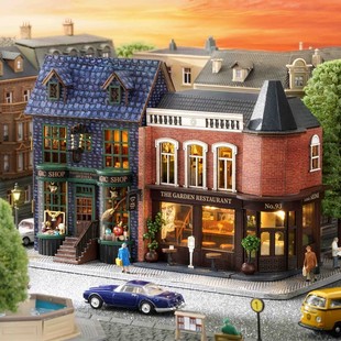 DIY Building Model Toy Simulation Western Restaurant Cabin Ornaments for Men and Women Birthday Holiday Commemorative Fun Gifts