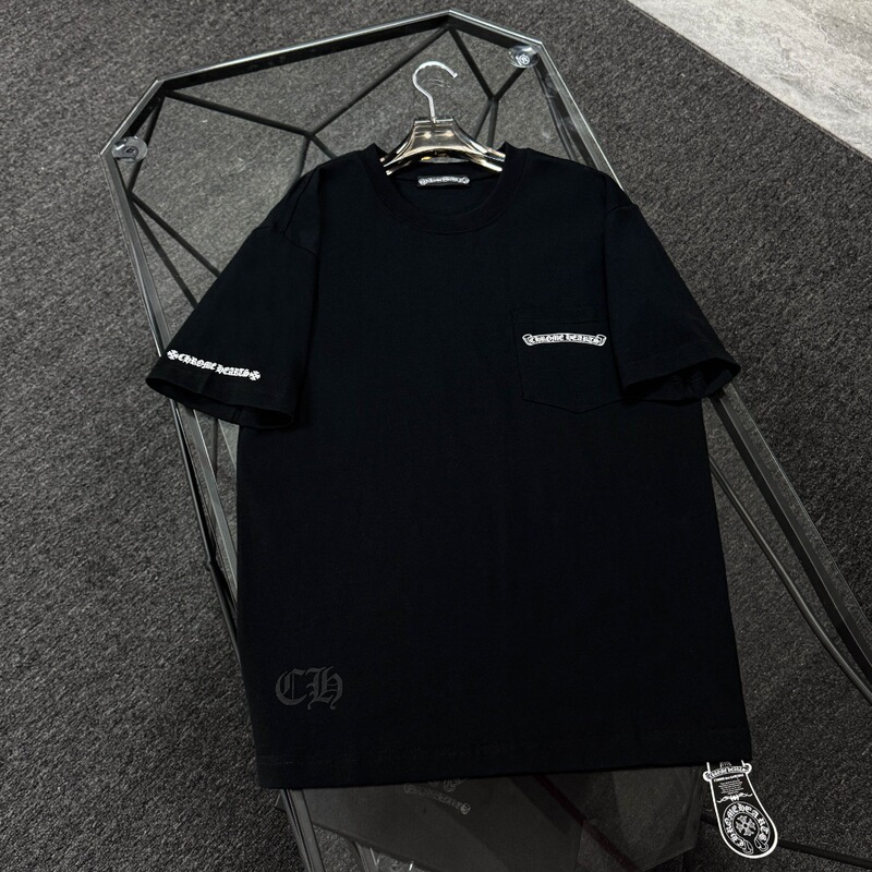 CH Crowe Cross-Border 2025 新作夏スタイル胸ポケットサンスクリットプリント半袖 Tシャツカップルスタイルドロップシッピング|undefined