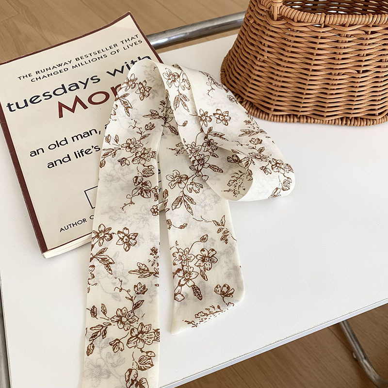 Bufanda de seda, banda larga, sensación de alto nivel, bufanda de lunares pequeños, decoración de cinta de doble capa, banda para el cabello estrecha, bolsa de atar drapeado, cinturón de cinta