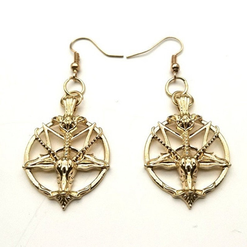 Alloy Material Halloween Festival 1 Pair Halloween Hip-Hop Retro Skull Plating Alloy Drop Earrings