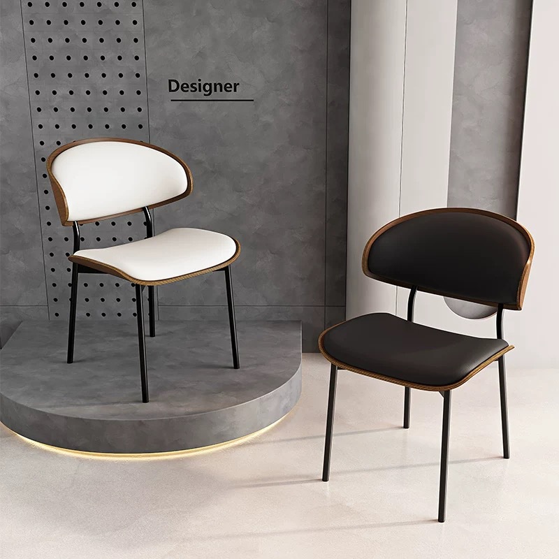 Dining Chair Home Light Luxury Stool Backrest Simple Negotiation Chair Designer Italian Style Minimalist High-grade Solid Wood Dining Chair