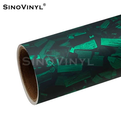 Automotive Film: Silver Fiber Center Console Interior - 15217-m-pet-dummy-flower-carbon-green