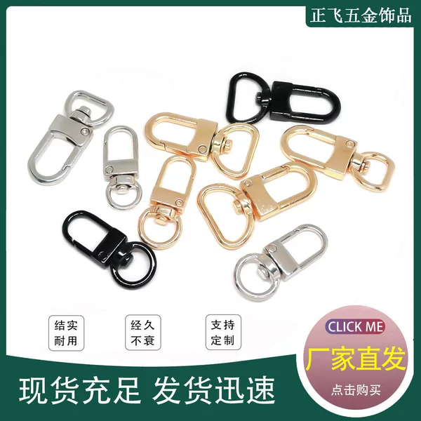 Manufacturer's In-Stock Metal Hook Clasps, Hardware for Bags, Keychains, Chain Locks, Dog Clips, 3-Point Small Door Clasps, Buckle Rings