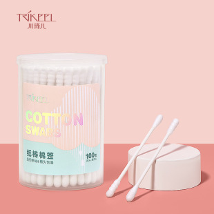 Sichuan Qier double-headed cotton swab spiral head cotton swab disposable ear cleaning cotton swab makeup household cleaning cotton swab