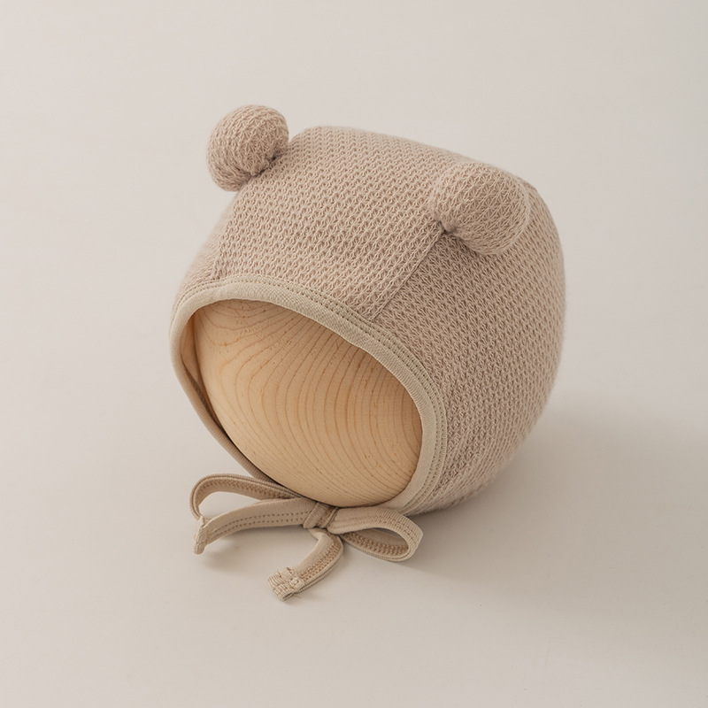 Baby hat Autumn and winter cute double ball baby small month new ear protective hat_viptrois.com