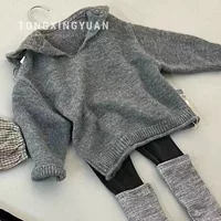Детская звезда круглая детская свитер весна и осень новая девушка корейская серая вязаная куртка ленивая осень