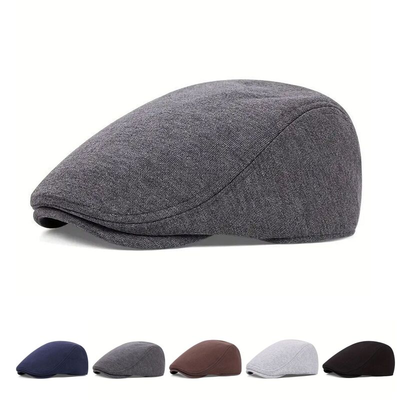 Cross-border solid color men's beret for autumn and winter, cotton beret in British retro style, simple, casual, versatile cap Cross-border solid color men's beret for autumn and winter, cotton beret in British retro style, simple, casual, versatile cap