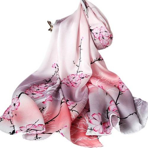 Women's Spring and Autumn New Silk Scarf with Damask Chinese Style Mulberry Silk Long Scarf Cross-border Gift Scarf Wholesale
