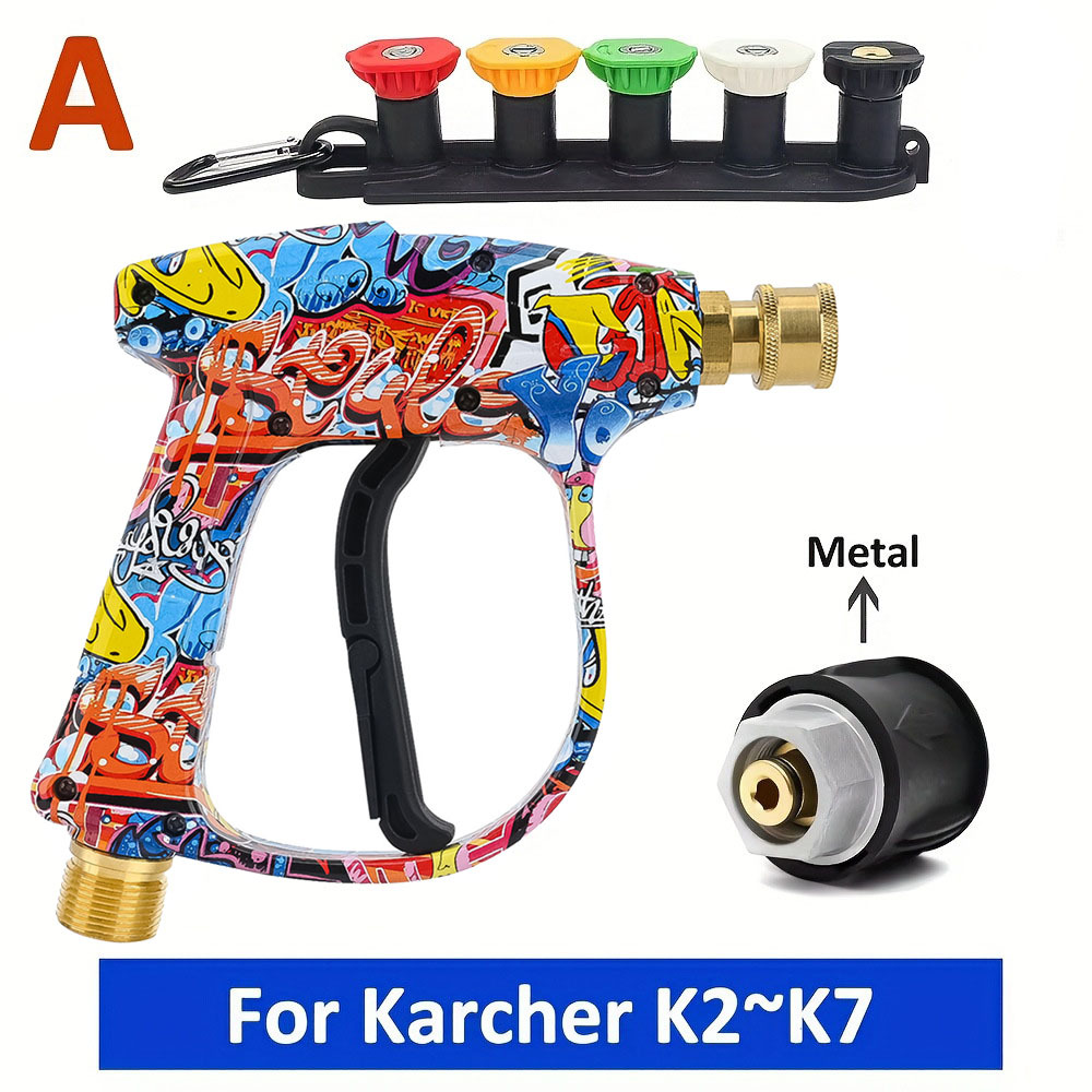 máquina de limpieza de alta presión pistola de agua de lavado de automóviles 5 boquillas de color en forma de ventilador 750 espuma de polietileno pintada cabeza de pistola de agua M22 pistola de agua