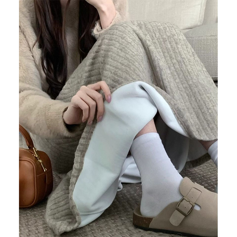 加绒加厚羊绒半身裙女秋冬2025新款高腰显示a字裙中长款大摆裙子|undefined