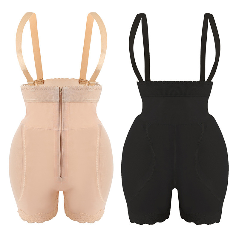 European and American high waist corset zipper belly shaping pants corset body shaping hip lifting pants fake butt plump hip plump jumpsuit