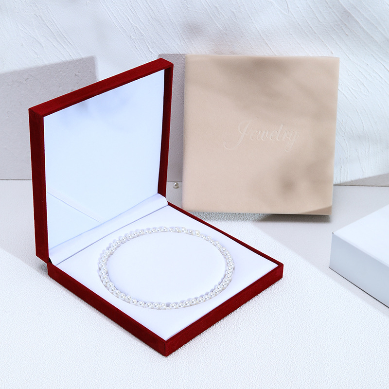 Factory Direct Flannel Pearl Necklace Box Mother's Day Gift Box Mother's Chain Jewelry Packaging Box Jewelry Storage