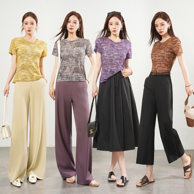 2026 Summer New Style T-Shirt, Versatile and Stylish, Round Neck, Letter Print, Fashionable Slim-Fit Short-Sleeve Mesh Top 2026 Summer New Style T-Shirt, Versatile and Stylish, Round Neck, Letter Print, Fashionable Slim-Fit Short-Sleeve Mesh Top