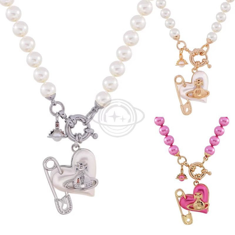 Empress Vivienne Heart-Shaped Pearl Necklace for Women, Three-Dimensional Light Luxury High-End Clavicle Chain Empress Vivienne Heart-Shaped Pearl Necklace for Women, Three-Dimensional Light Luxury High-End Clavicle Chain