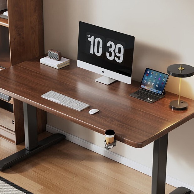 Solid Wood Thickened Electric Smart Adjustable Height Home Desk for Office and Study, Adjustable Desk for Bedroom, Gaming Computer Desk