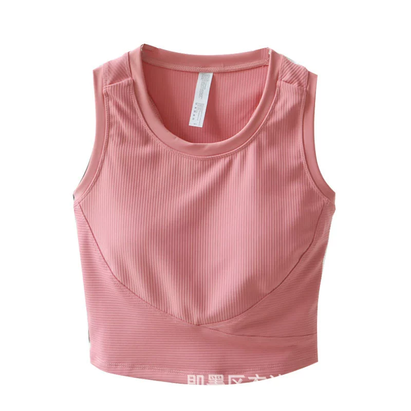 Sports T-shirt, tank top, brace, top with cups, yoga clothing for gym sleevless, beautiful back