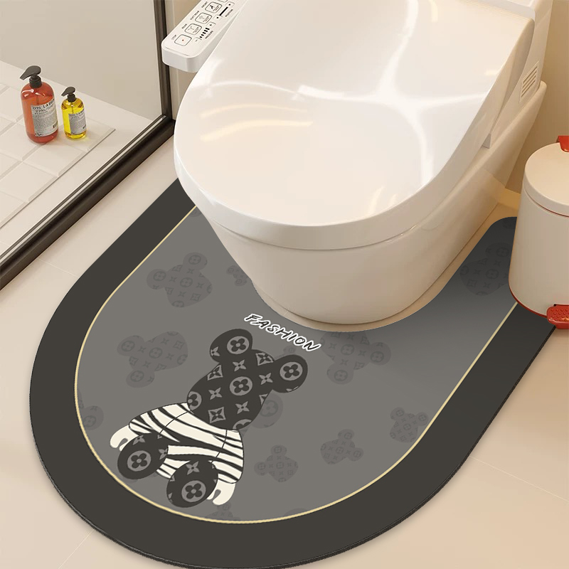 Fashionable Bathroom Floor Mat U-Shaped Toilet Diatom Mud Floor Mat Household Wear-Resistant Anti-Slip Mat Water-Absorbent Quick-Drying Toilet Floor Mat