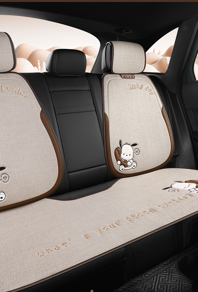 Car Seat Cushion for All Seasons, Cartoon Chunma Rear Three-Piece Car Seat Cushion, New Breathable Half-Pack Seat Cover for Women