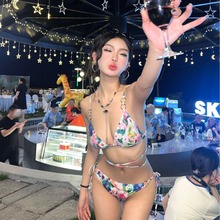 2024新款度假辣妹性感碎花网红比基尼ins欧美分体游泳衣女bikini