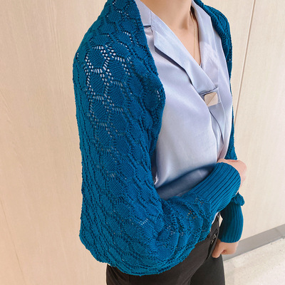 Borneol Shawl Hollow air conditioner Shawl Long sleeve With sleeves Neck False collar scarf Outside the ride Shawl