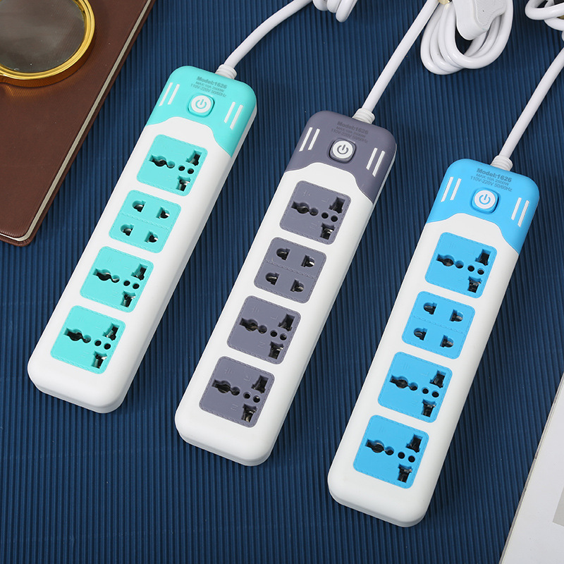 义乌外贸直销插座英美欧标万能孔多位彩印袋装单开关彩色白俄罗斯