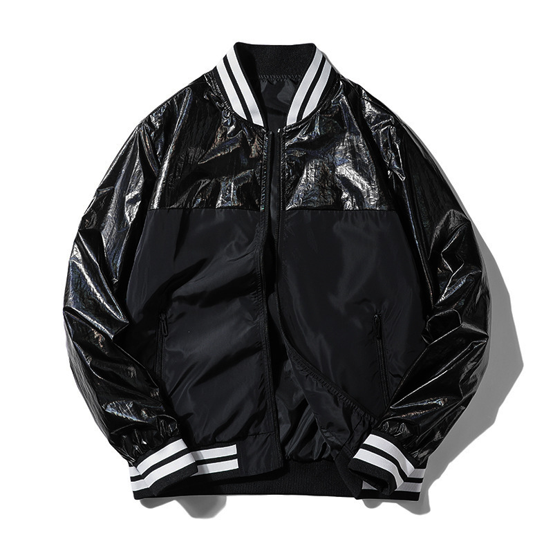 Plus-size woven windbreaker blank men's winter bomber baseball varsity jacket, customizable with printing for team uniforms