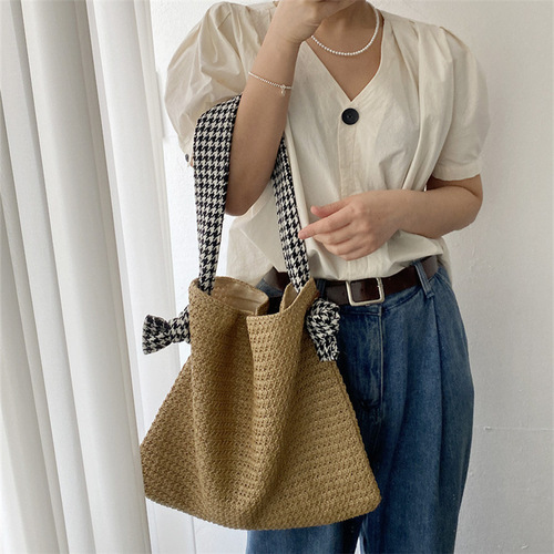 韩国时尚沙滩度假编织包新款潮ins网红同款草编包休闲单肩包