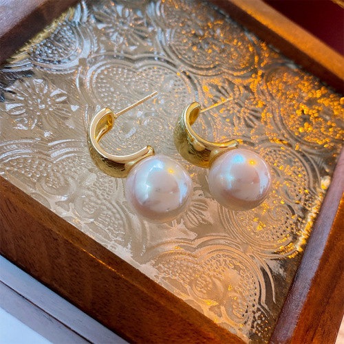 Real gold electroplated silver needle zircon drop pearl earrings French niche design earrings fashion earrings wholesale