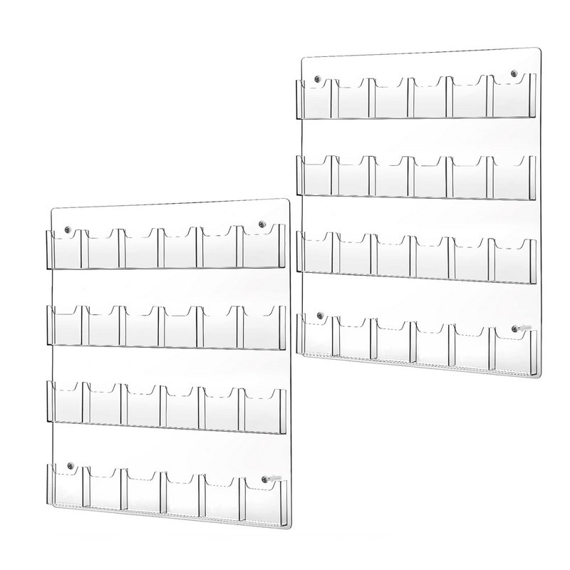 アクリル壁掛け式24名刺収納棚ポケット妖怪雑誌カード整理宣伝ポスター展示棚|undefined