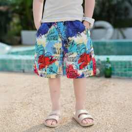 男童夏季短裤薄款海边度假速干包腰耐造奥特曼沙滩裤夏装卡通童裤