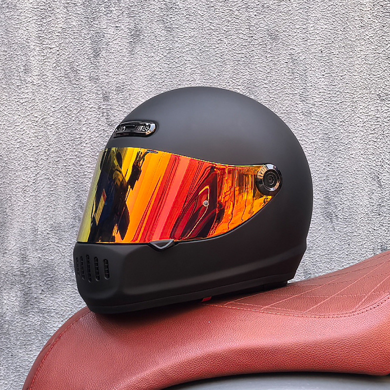 Orz Motocicleta Retro Casco completo Hombre Invierno Personalidad Cool Mujer Nacional Tendencia Crucero Coche Retro Casco Cuatro estaciones Universal