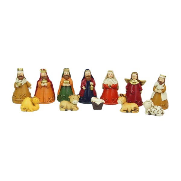 Grupo pesebre Navidad religión Natividad set12 piezas resina regalo conmemorativo europeo y americano nacimiento conjunto adornos