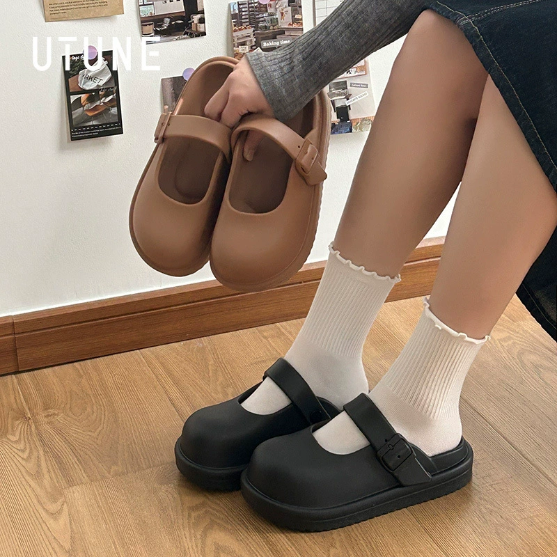 Женские тапочки Мэри Джейн, летняя уличная одежда, милые трендовые тапочки интернет-знаменитостей 2025 года, офисные закрытые сандалии.