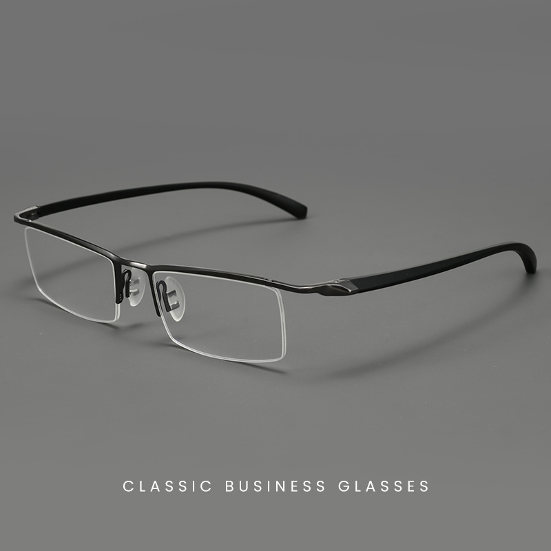 Porsche Eyeglass Frames, Same Model P8190, Fashionable Ultra-Light Half-Frame Glasses for Men, Titanium Alloy Frames Wholesale