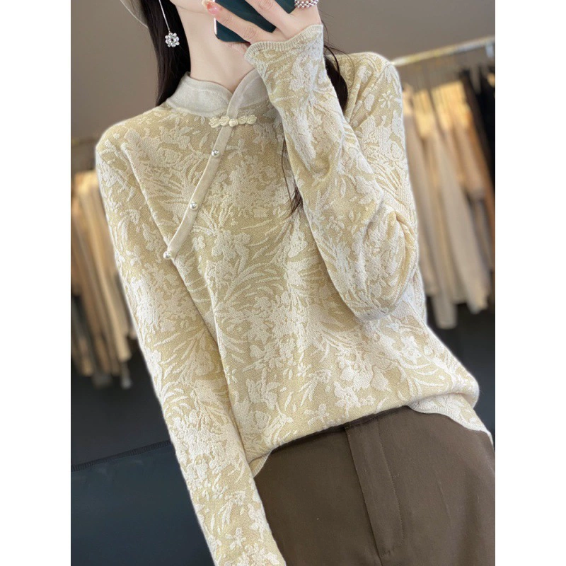 [Шелковая шерсть тутового шелка] Новый воротник на пуговицах