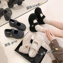 复古6CM内增高博肯鞋女2025冬季加绒毛毛鞋厚底小个子玛丽珍单鞋~