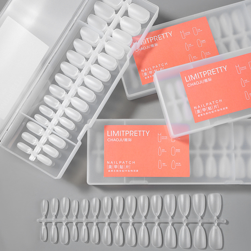 Desgaste de uñas especial sin punzón esmalte de uñas ultrafino sin costuras medio completo pegatinas corto almendra Oval uñas falsas uñas manicura de uñas mate