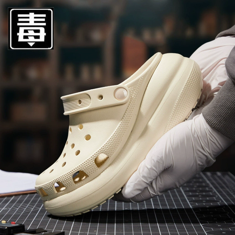 Пляжные сандалии Putian 2025, новые летние кроксы на толстом каблуке, увеличивающие рост, с эффектом «облака» и «кит».