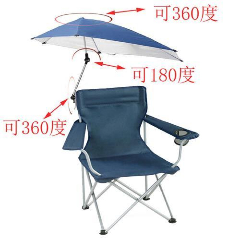 Silla azul grande sombrilla con ojos cerrados y ciegos