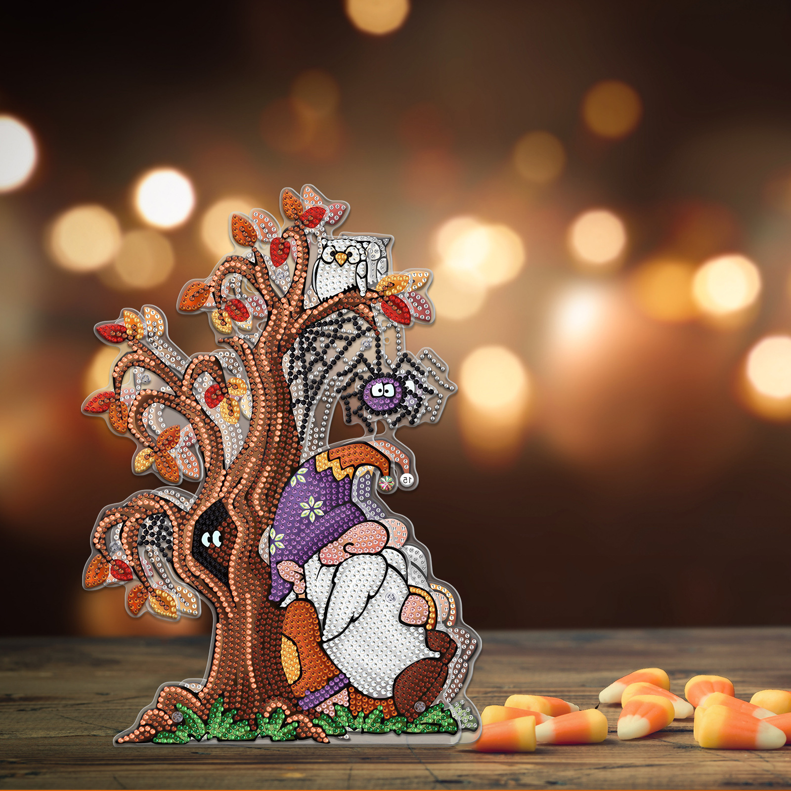 Pintura de diamantes transfronterizos alrededor de Halloween dibujos animados DIY decoración lámpara cabeza de calabaza 5d brillante pintura de diamantes