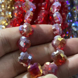 12mm四叶草精品爆闪幸运草水晶串珠首饰手链DIY散珠异形钻切面珠