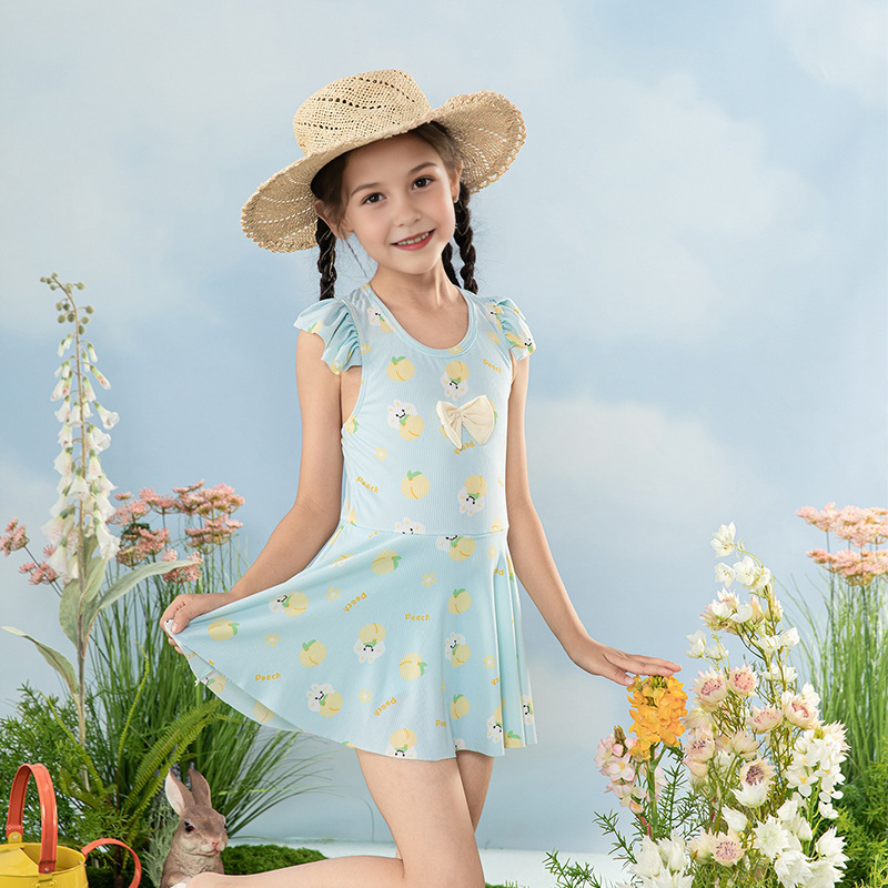 Nuevo traje de baño de verano para niños, niña, niña, niña, niña, bebé, vestido de baño de una pieza, lindo traje de baño