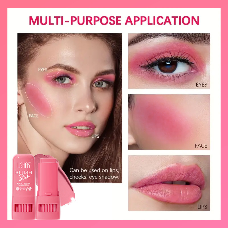 USHAS Amazon Crema de rubor sólido transfronterizo para reparar sombra de ojos mate 2 en 1 maquillaje de larga duración impermeable